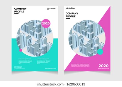 Company profile cover design. Annual report template. Front page, book cover layout design. Abstract cover design.