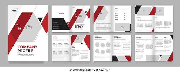 company profile design brochure, creative design 12 pages company brochure layout, multipurpose template with cover modern and trendy design