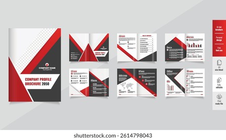 Company profile design, modern layouts 12-page corporate brochure