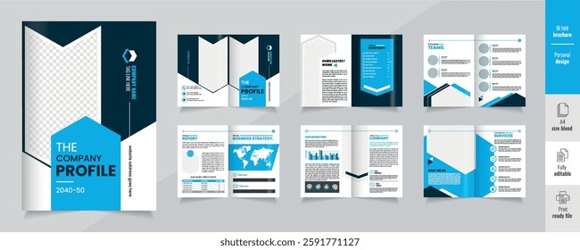 Company profile design showcasing modern layouts,  12 page corporate brochure editable template layout Company profile design 