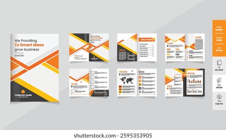 Company profile design showcasing modern layouts,  12 12-page corporate brochure editable template layout