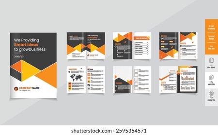 Company profile design showcasing modern layouts, Company profile design showcasing modern layouts,  12 page corporate brochure editable template layout