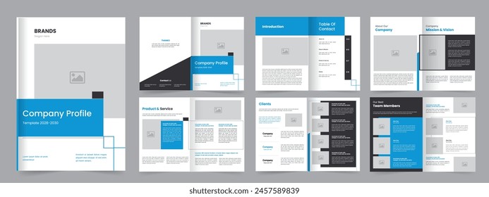 Company Profile Design Template, professional, minimalistic design, bifold brochure