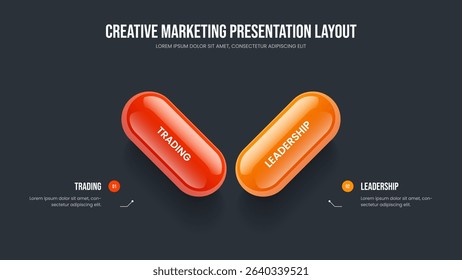 Company Profile Frame Design Vector Illustration. Modern Analysis 2 Element Diagram Presentation Layout. Marketing Introduction Two Step Infographic Slide Template.