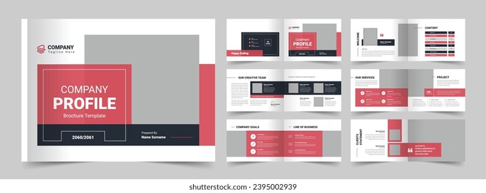 Company Profile Landscape Layout, Annual Report, 12 Pages, Business Brochure Design