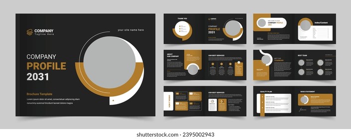 Company Profile Landscape Layout, Annual Report, 12 Pages, Business Brochure Design