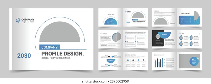 Diseño del paisaje de perfil de la empresa, Informe anual, 12 páginas, Diseño de folleto comercial