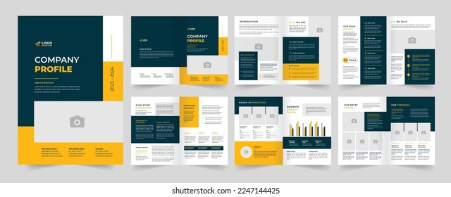 Company profile Layout profile Company A4 Company Profile yellow color shape template design, modern brochure design