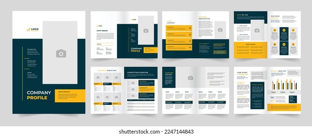 Company profile Layout profile Company A4 Company Profile yellow color shape template design, modern brochure design