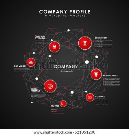 company profile overview template red circles stock vector royalty