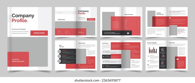 Plantilla de perfil de empresa, cartera creativa, plantilla de folleto, diseño de plantilla editable, tamaño de un 4, informe anual