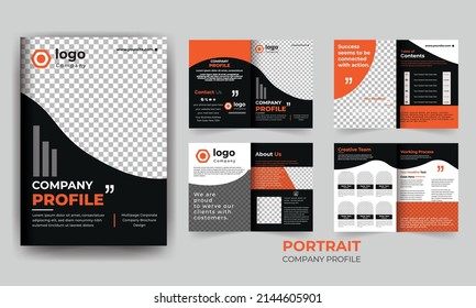 company profile template layout design with cover page and vector a4 size for editable