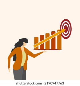 company profit on target, financial management, profit arrow on target, businessman investor holding big rising profit growth chart.