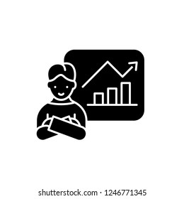 Company progress black icon, vector sign on isolated background. Company progress concept symbol, illustration 