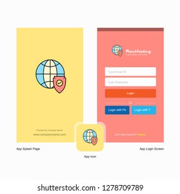 Company Protected internet  Splash Screen and Login Page design with Logo template. Mobile Online Business Template