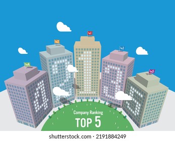 Company Ranking Top 5 Vector Illustration