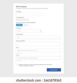 Company Rate Review Form Website Components