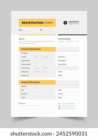 Company Registration Form Template, Print Template