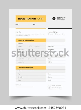 Company Registration Form Template, Print Template
