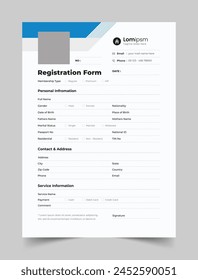 Company Registration Form Template, Vector, A4