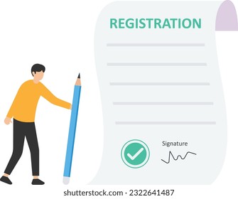 Company registration service, Start new business, legal term or ownership entrepreneur assistant, Holding pen success sign company document with stamped


