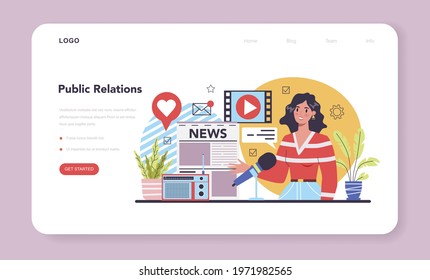 Company reputation web banner or landing page. Building relationship with people and improving customer loyalty. Idea of PR and reputation management. Flat vector illustration