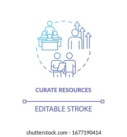 Company resource curation concept icon. HR management, professional growth, staff training idea thin line illustration. Workflow organization. Vector isolated outline RGB color drawing