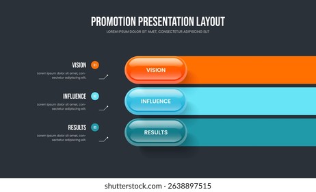 Company Review Three Step Diagram Frame Layout. Business Profile 3 Option Infographic Slideshow Design. Enterprise Strategy Presentation Template Vector Illustration.