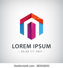 Elemento de diseño del logotipo vectorial de la cinta de la empresa. símbolo vector colorido en forma de hexágono abstracto.