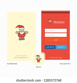 Company Santa clause  Splash Screen and Login Page design with Logo template. Mobile Online Business Template