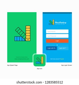 Company Scale Splash Screen and Login Page design with Logo template. Mobile Online Business Template