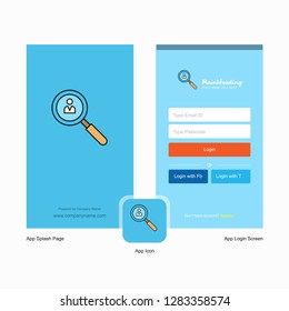 Company Search avatar  Splash Screen and Login Page design with Logo template. Mobile Online Business Template