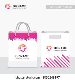 Company shopping bags design vector with creative design with wo