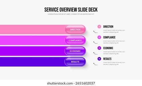 Company Showcase Four Element Infographic Frame Template. Digital Insight Slide Layout Vector Illustration. Project Analysis 4 Step Diagram Presentation Design.