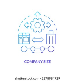 Company size blue gradient concept icon  Software delivery  Picking release management tools factor abstract idea thin line illustration  Isolated outline drawing  Myriad Pro  Bold font used