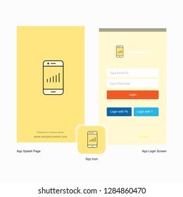 Company Smartphone Splash Screen and Login Page design with Logo template. Mobile Online Business Template