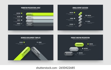 Company Solution 4 5 2 3 Element Infographic Presentation Design Collection. Product Report Four Five Two Three Option Diagram Slideshow Template Vector Illustration Bundle.