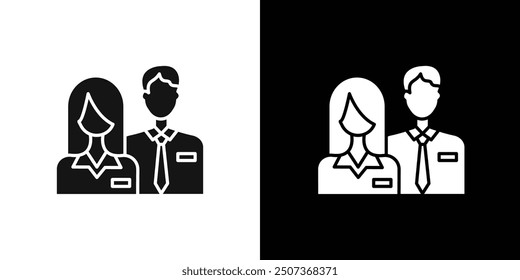 Company staff icon flat line symbol set.