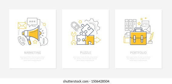 Company strategy - line design style icons set