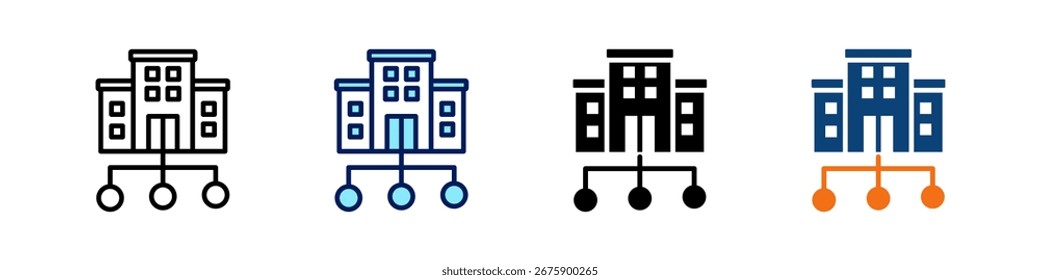 Unternehmensstruktur Alles in einem Symbol Multi Styles Vektorsatz