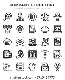 Company Structure Icon Pack 25 Vector Symbols for Web Design.