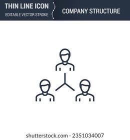 Company Structure Icon - Thin Line Business Symbol. Perfect for Web Design. High-Quality Outline Vector Concept. Premium, Minimalist, Elegant Logo