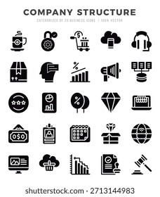 Company Structure Icons bundle. Glyph style Icons. Vector illustration.