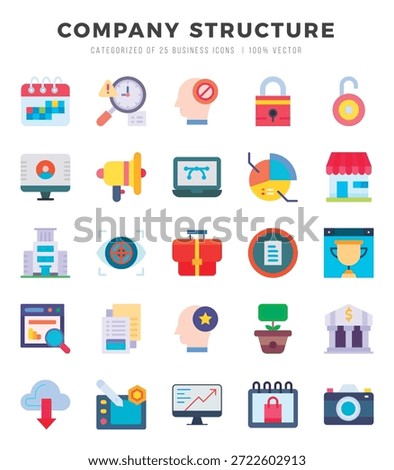 Company Structure Icons Pack Flat Style. Vector illustration.