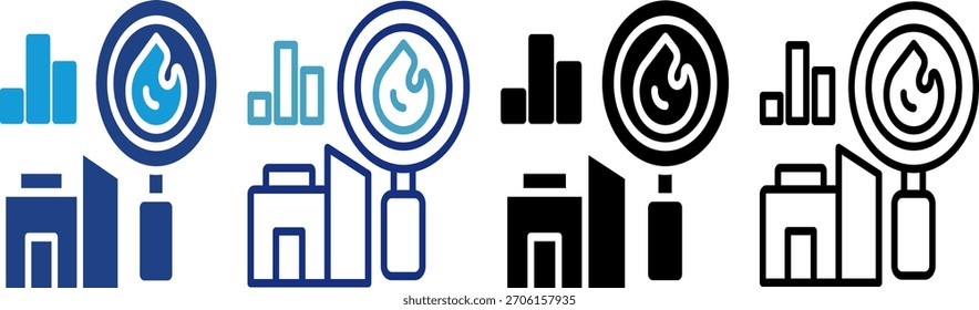Iconos de la estructura de la empresa y barras de estadísticas con herramientas para la investigación, la inteligencia empresarial y el seguimiento de los indicadores clave de rendimiento.
