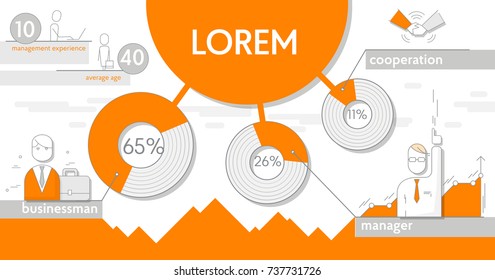 Company structure infographics. Template for diagram, graph, presentation and chart. Human infographic vector illustration. World Map and Information Graphics