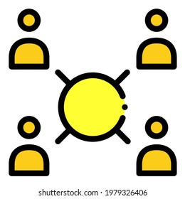 Unternehmensstruktur, Management, Vertrieb, Division, Verbindung, Teamwork, Business Color Filled Outline Icon