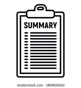 Company summary icon. Outline company summary vector icon for web design isolated on white background