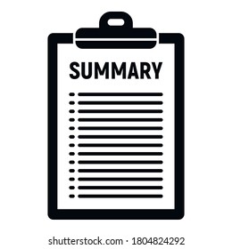 Company summary icon. Simple illustration of company summary vector icon for web design isolated on white background