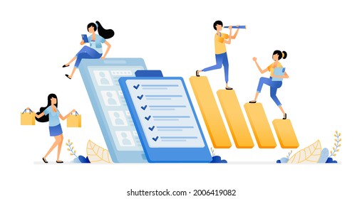 company survey in examining employee satisfaction and performance level. vector illustration concept can be use for landing page, template, ui ux, web, mobile app, poster, banner, website, flyer, ads